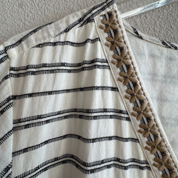 J Jill Striped Tiered Dress Sz XL Boho Coastal Grandma Cotton V-Neck Flowy - Picture 5 of 7
